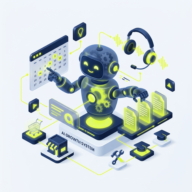 AI robot graphic representing automated business productivity tools